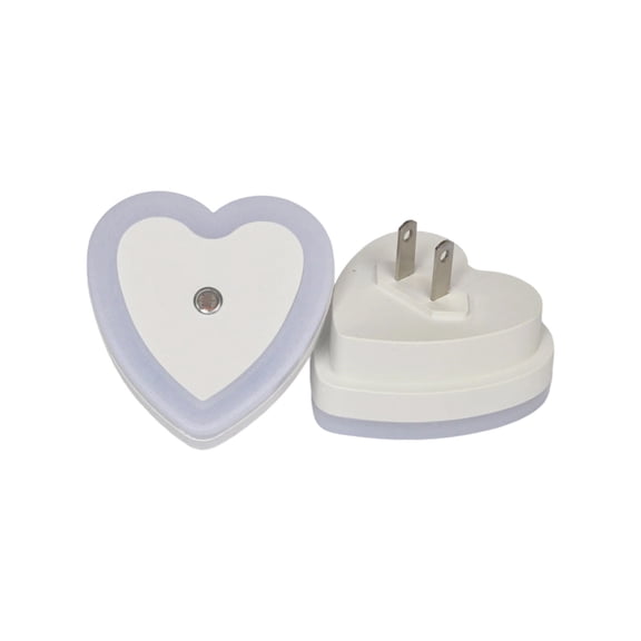 Heart Shaped Plug In LED Night Light, Dusk To Dawn Sensor Lamp, Soft Warm Glow Bedroom Illuminator, Nursery Hallway Wall Fixture, Home Security Decor
