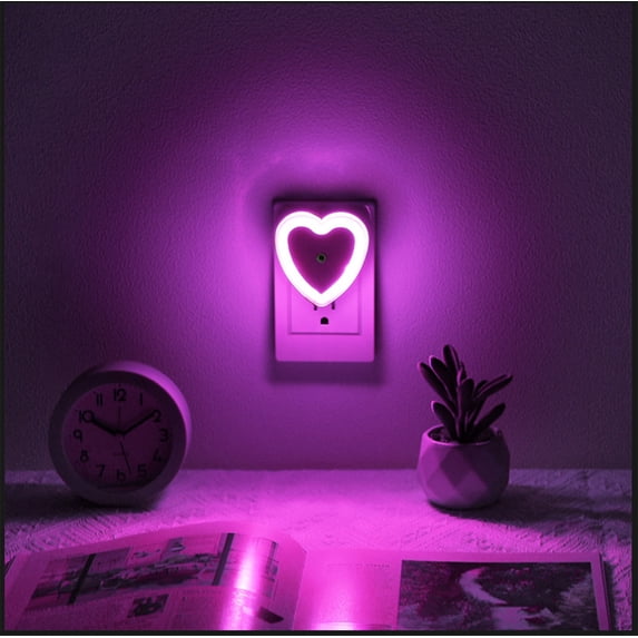Heart Shaped Plug-In LED Night Light, with Dusk to Dawn Sensor, for Bedroom Nursery Hallway, 2.55x1.96 Inches
