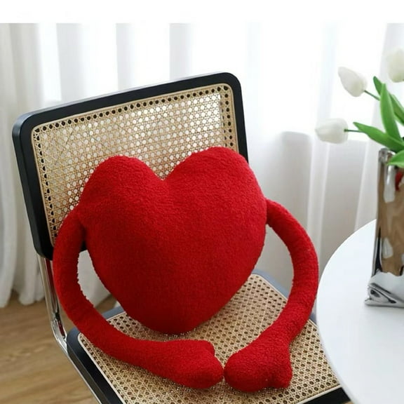 Heart-Shaped Plush Pillow with Hugging Arms Soft and Cozy Decorative Cushion for Home and Office Use