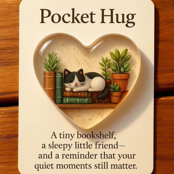 Heart Shaped Pocket Plushie for Stress Relief, Soft Bookshelf Companion with Designs, Anxiety Relief Gift for Adults, Cute Desk Decoration, Emotional Support Animal for Calm and Comfort