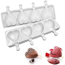 Heart Shaped Molds 4-Pack - Silicone Ice Pop Makers for Kids & Adults, DIY Frozen Treats, Ice Cream & Cake Pops, BPA-Free Freezer Safe Moulds
