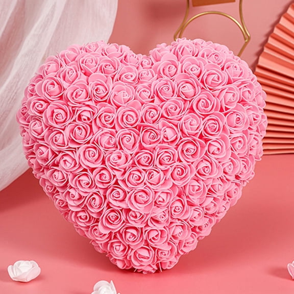 Heart Shaped Preserved Foam Roses - Handmade PE Flowers, Valentines Day Christmas Birthday Gifts for Women Girlfriend, Romantic Decor Without Gift Box, 15.75*11.81in, B