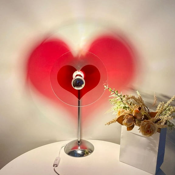 Heart Shaped Projection Lamp, Wedding Sign Novelty Indoor Table Sunset Lamps Decor Valentine's Day Birthday Party Christmas Party Kids Room Living Room Bedroom or Bar