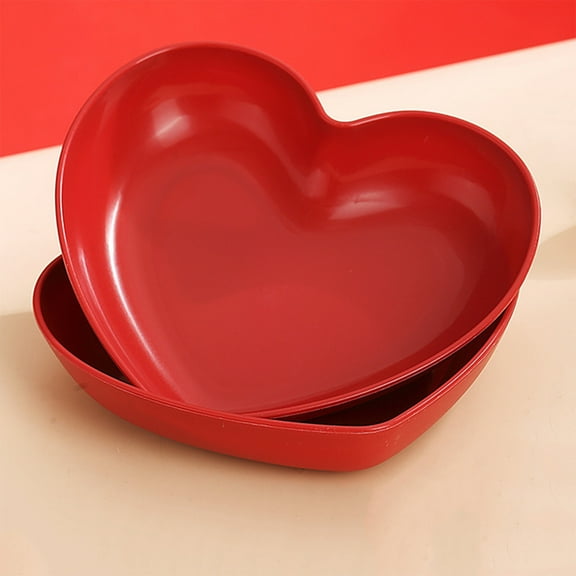 Heart Shaped Red Party Plates with Base, Disposable-Look Plastic Snack Dessert Trays – Festive Cake Fruit Serving Platters for Valentine’s Birthday Wedding and Celebration