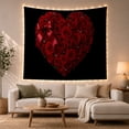 thumbnail image 1 of Heart Shaped Red Rose Bouquet on Black Background, Romantic Gothic Style for Flower Lovers, Floral Wall Art, Valentine's Day Gift, Tapestry Wall Hanging for Bedroom and Dorm, 1 of 7