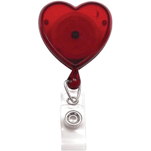 Heart Shaped Retractable Badge Reel with Rotating Swivel Spring Clip - Cute Heavy Duty Name Tag Reels for Nurses, Pediatrics, Teachers, EKG and More by Specialist ID (Red)