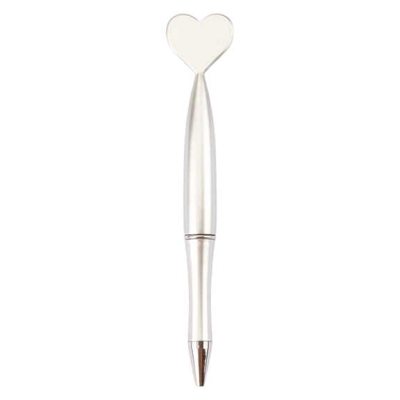 Heart Shaped Retractable Ballpoint Pen, Cute Multi-Color Plastic Gel Pen, Smooth Writing Pen for Office, Home, and Personal Stationery Use, 1Pc, Multicolor, Lightweight & Durable(Silver,5.3x0.5")