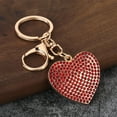 thumbnail image 1 of Heart Shaped Rhinestone Keychain Sparkling Red Crystal Love Charm Stainless Steel Gift for Her Him Best Friend Valentine’s Day Anniversary, Red, 1 of 7