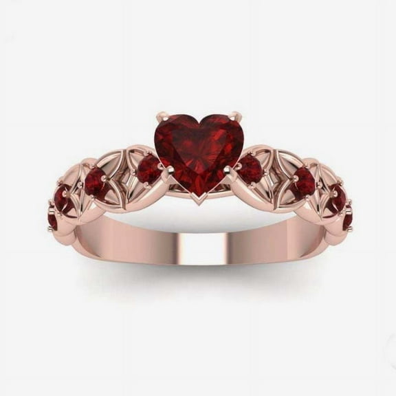 Heart-Shaped Rhinestone Ring: Rose Gold Alloy Fashion Ring for Women, Diamond Treatment, Sizes 6-10