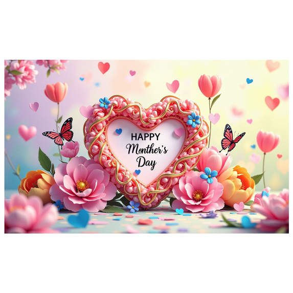 Heart Shaped Rose Design Happy Mothers Day Banner Backdrop Background Decor Party Supplies Photography Props Family Gatherings Celebrations Mom Honoring Events