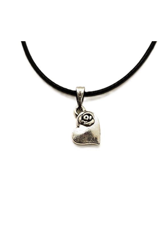 Heart-Shaped Rose Necklace, Black Rope choker, Women/Men Jewelry, Birthday Anniversary, Valentines Holidays Gifts