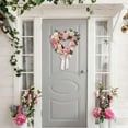 thumbnail image 1 of Heart Shaped Rose Wreath, 16 in Pink Artificial Floral Wreath with Ribbons, Vintage Handmade Floral Garland Wreath, for Front Door Wall Dining Table Valentine’s Day Wedding Home Decoration, 1 of 8