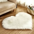 thumbnail image 1 of Heart Shaped Rug, Faux Fur Rug Fluffy Door Mat for Home Bedroom Room Decor, 40*50CM, White, 1 of 5