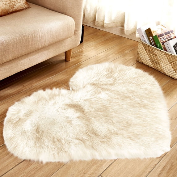 Heart Shaped Rug, Non Slip Bedroom Shaggy Carpet Mats, Faux Fur Rug Fluffy Door Mat for Home Bedroom Room Decor, 40*50cm, B