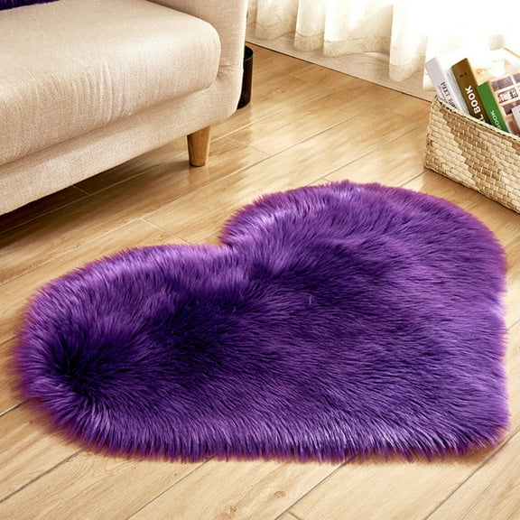 Heart Shaped Rug, Soft Faux Heart Rug, Decorative Mat for Bedroom, Love Heart Bath Mat, Cozy Room Decor Rug, Love Heart Rug for Valentine's Day Purple 15.7x19.7 In (1Pcs)