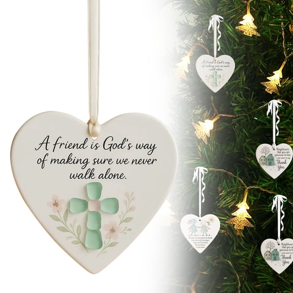 Heart-Shaped Sea Glass Art Friendship Ornament,Ceramic Keepsake Pendant