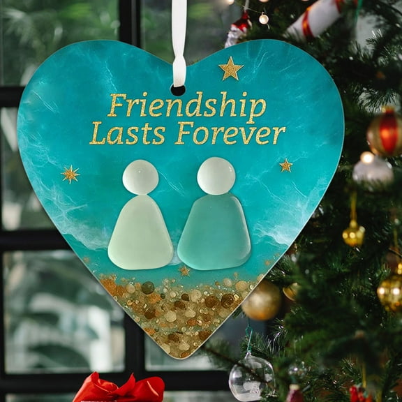 Heart Shaped Sea Glass Decoration Handmade Sea Glass Ornaments Souvenir Christmas Decoration For Friends