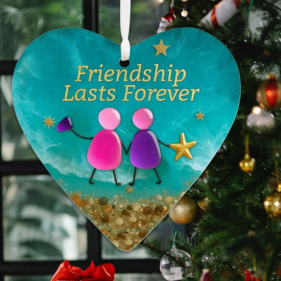 Heart Shaped Sea Glass Decoration Handmade Sea Glass Ornaments Souvenir Christmas Decoration For Friends