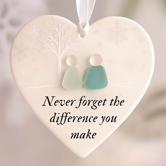 Heart-Shaped Sea Glass Friendship Decor - 2D Acrylic Friendship Heart Ornament Beach Glass Art, Decorative Sea Glass Friendship Heart Keepsake for Friend Sister Window