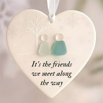 Heart-Shaped Sea Glass Friendship Decor - 2D Acrylic Friendship Heart Ornament Beach Glass Art, Decorative Sea Glass Friendship Heart Keepsake for Friend Sister Window