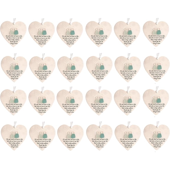 Heart-Shaped Sea Glass Friendship Decor,Friendship Heart Ornament,Decorated with Inspirational Quotes, a Meaningful Gift for Friends, Home Decor,24pcs