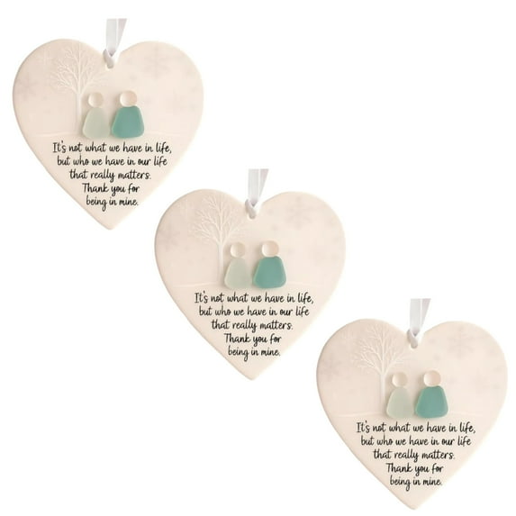 Heart-Shaped Sea Glass Friendship Decor,Timeless Friendship Heart Keepsake, Friendships Hearts Ornament for Christmas Tree Hanging Ornaments, Sea Glass Art for Best Friends (3pcs)