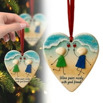 Heart-Shaped Sea Glass Friendship Ornament Friends Seaglass Ornament Handmade Friendship Heart Christmas Tree Hanging Decoration Gift Heart Shaped Design