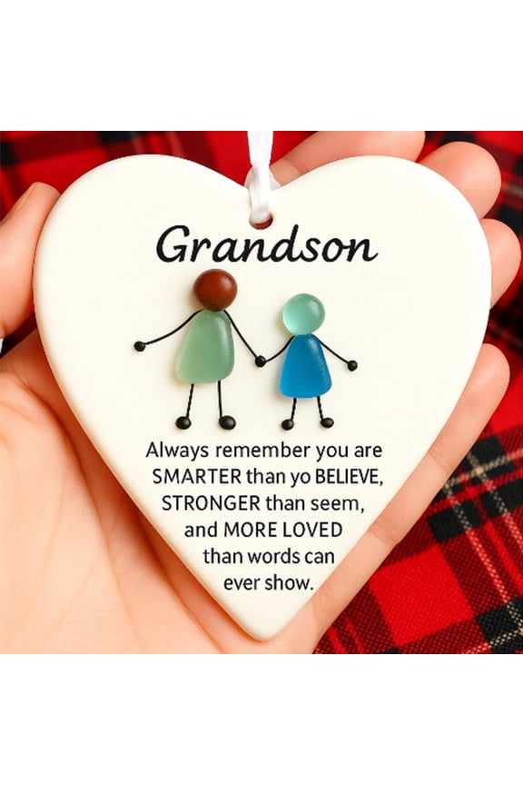 Heart-Shaped Sea Glass Pendant Necklace for Granddaughter, Unique Handcrafted Keepsake Jewelry Gift for Birthday Christmas Graduation, Ocean Inspired Friendship Token with Meaningful Sentiments