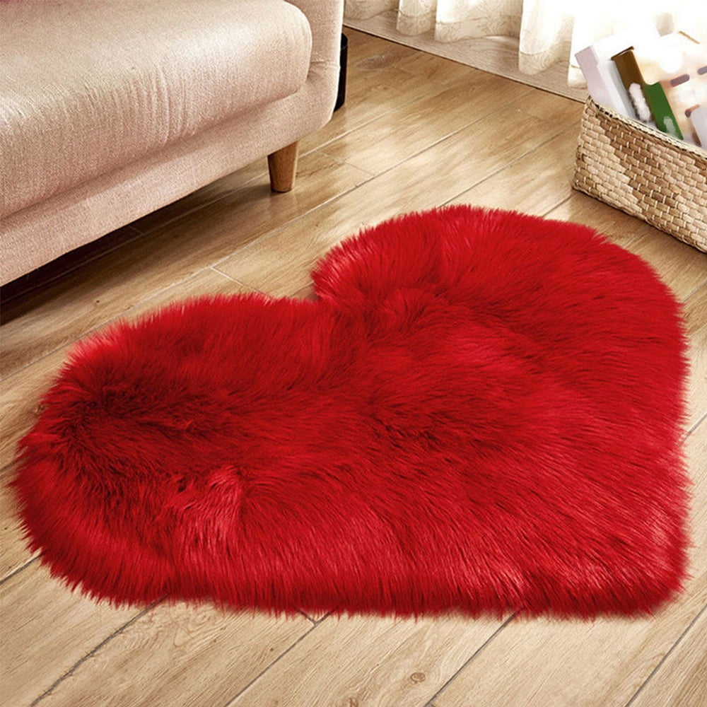 Heart Shaped Shaggy Faux Fur Fluffy Rug Hairy Carpet Floor Heart Shaped Shaggy Faux Fur Fluffy Rug Hairy Carpet Floor