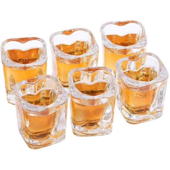 Heart Shaped Shot Glasses Cute Bar Cart Accessories | Bar Cart Decor 2oz (ste of 6)