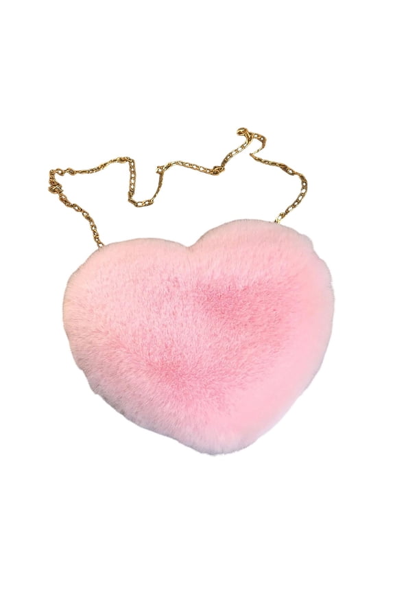 Heart Shaped Shoulder Bag Purse Plush Soft Material Tote Crossbody Cute Bag for Women Girls Valentine’s Day Office
