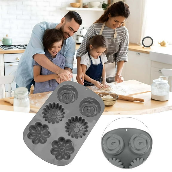 Heart-Shaped Silicone Baking Mold 6-Cavity, Non-Stick Dessert Molds for Jelly Pudding Chocolate - Valentine's DIY Cake Tools