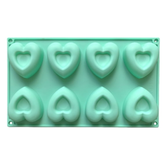 Heart Shaped Silicone Molds Nonstick Heart Chocolate Muffin Molds for Valentine's Day Candy, Brownies, Tartlets, Soaps, Pudding, Dessert Baking (1Pcs) Green