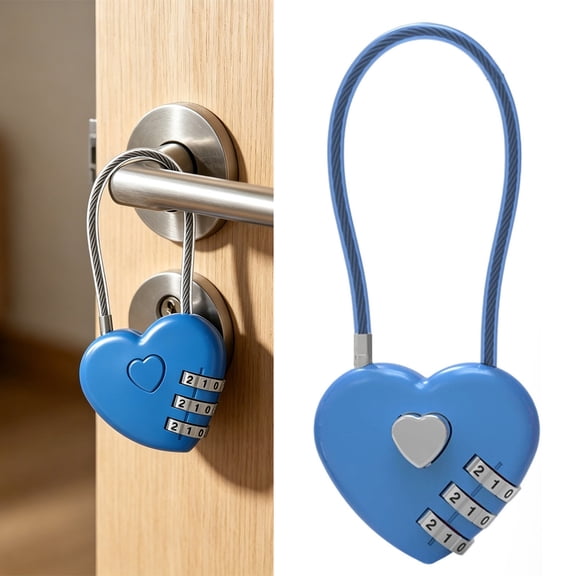Heart Shaped Small Combination Lock, Cable Lock for Locker Suitcase Gym Backpack, Travel Outdoor Padlock for Luggage Cabinet Fence Gate