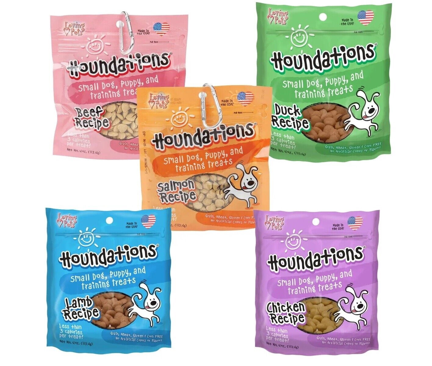 Heart Shaped Small Dog Puppy Training Treats Beef Chicken Salmon Lamb or Duck (Full Set - All 5 Flavors)