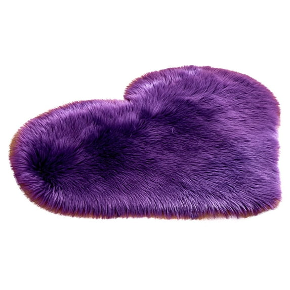Heart Shaped Soft Faux Sheepskin Fur Rugs, Heart Shaped Fluffy Carpet for Home Sofa Living Room Floor Mat Plush (Purple) 15.7x11.8"