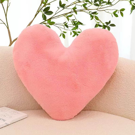Heart Shaped Soft Plush Throw Pillow 15.7 Inch Faux Furry Cushion for Sofa Bed Car Home Decor, Cozy Decorative Accent Gift