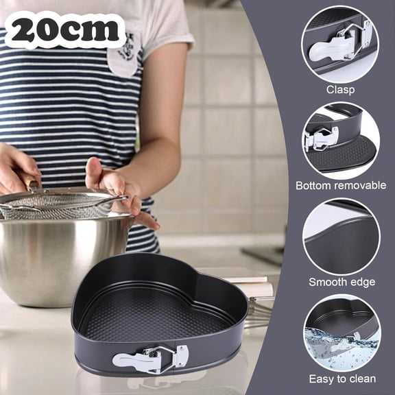 Heart Shaped Springform Pan With Secure Locking Clasp and Detachable Base for Baking Elegant Cakes and Pastries