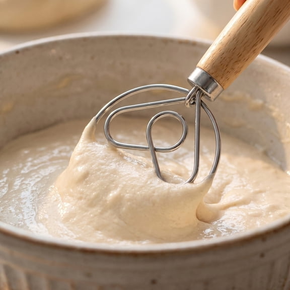 Heart Shaped Stainless Steel Dough Beater Wooden Handle Bread Whisk for Sourdough Pizza Cake Batter Unique Design Kitchen Gift Heart Whisk for Dough