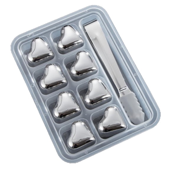 Heart Shaped Stainless Steel Ice Cubes, Reusable Metal Ice Stones for Whiskey Wine, Non-Melting Freezing Ice Grains for Drinks, Chill Without Dilution