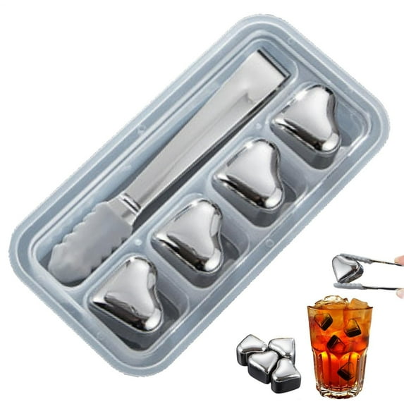 Heart Shaped Stainless Steel Ice Cubes, Whiskey Chilling Stones for Cocktails and Wine, Metal Drink Coolers That Don’t Melt, Romantic Bar Accessories for Home Bar and Gift Giving