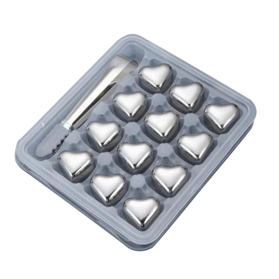 Heart Shaped Stainless Steel Reusable Ice Cubes For Craft Durable Ice Stones For Drinks Reusable Barware