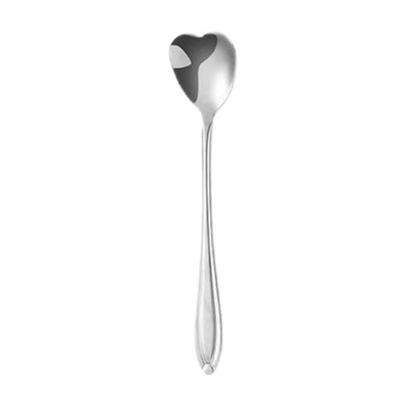 Heart Shaped Stainless Steel Spoon Long Handle Design Multi Functional Kitchen UtensilforStirring Coffee Serving Desserts And Ice Cream Easy To CleanforHome Use And Entertaining