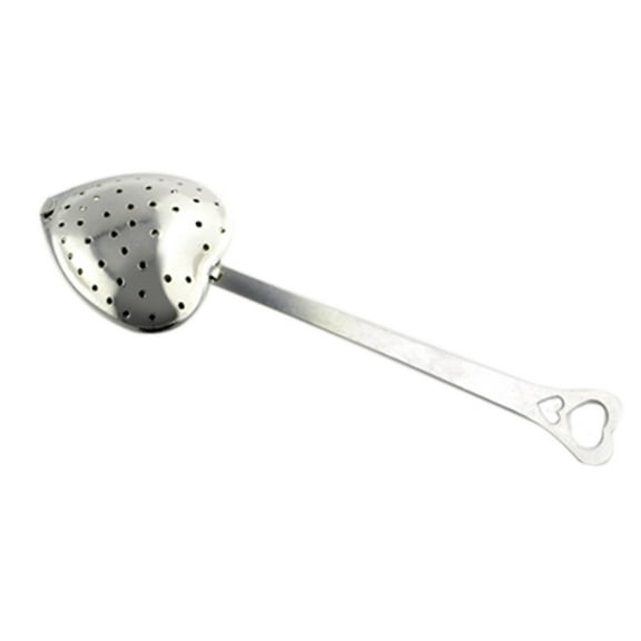 Heart-Shaped Stainless Steel Tea Infuser | Herbal Spice Strainer Spoon | 14cm Length | 5x4cm Filter | 2 Styles - Handle or Chain | Tea Leaf Filter for Hot Beverages