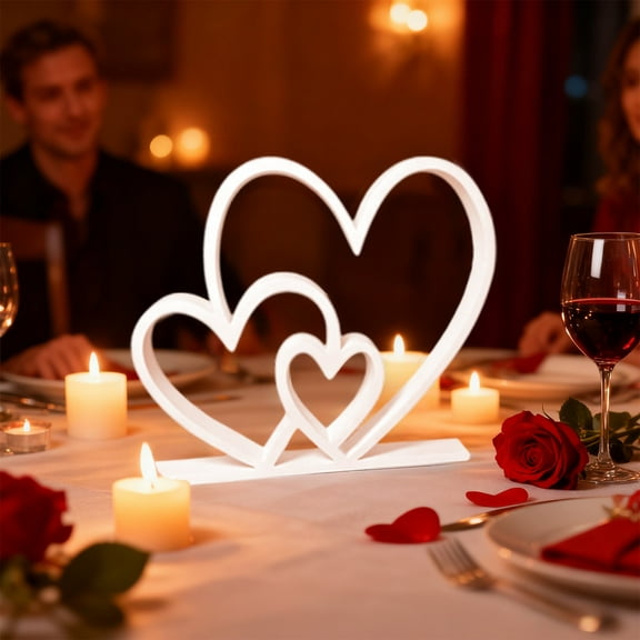 Heart-Shaped Statue Home Decoration - Romantic Festival Sculpture Ornament, Elegant Desktop Mantel Decor for Valentine's Day Housewarming Gift, 6.3*4.92in, White