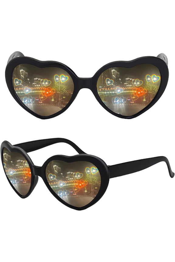 Heart Shaped Sunglasses Heart Effect Diffraction Glasses for Women Men Festival Rave Party