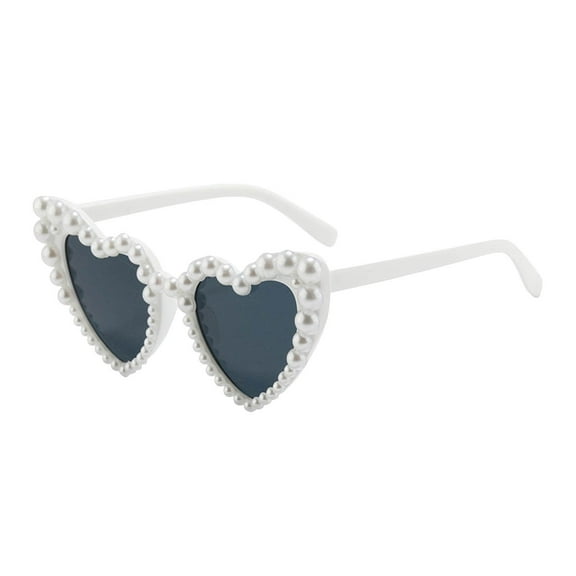 Heart Shaped Sunglasses for Women Elegant Pearl Bride Wedding Party Accessory