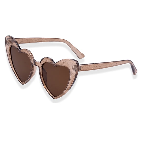 Heart Shaped Sunglasses for Women, Party, Bride, Babe, Squad Bachelorrete Party Eyeglassses (Brown Glam)