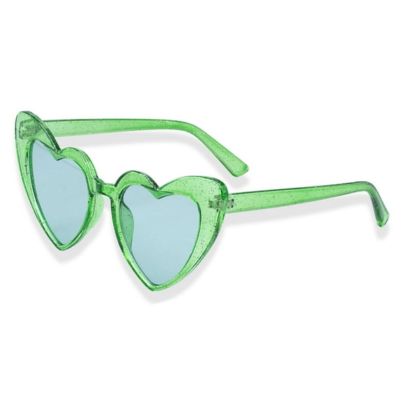 Heart Shaped Sunglasses for Women, Party, Bride, Babe, Squad Bachelorrete Party Eyeglassses (Green Glam)