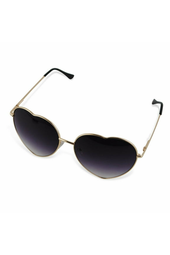 Heart Shaped Sunglasses with Case, Retro Cute Metal Frame Women Girls Color Lens Unbranded (Gray)